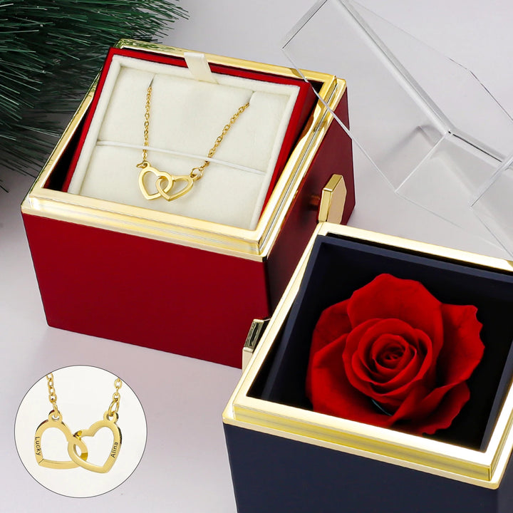 Eternal Rose Box - W/ Engraved Necklace & Real Rose.