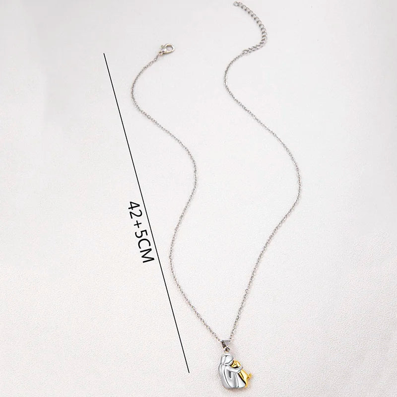 Cute Two Tone Color Girl Hugged Dog Necklace Fashion Women and Pet Pendant Jewelry Accessories