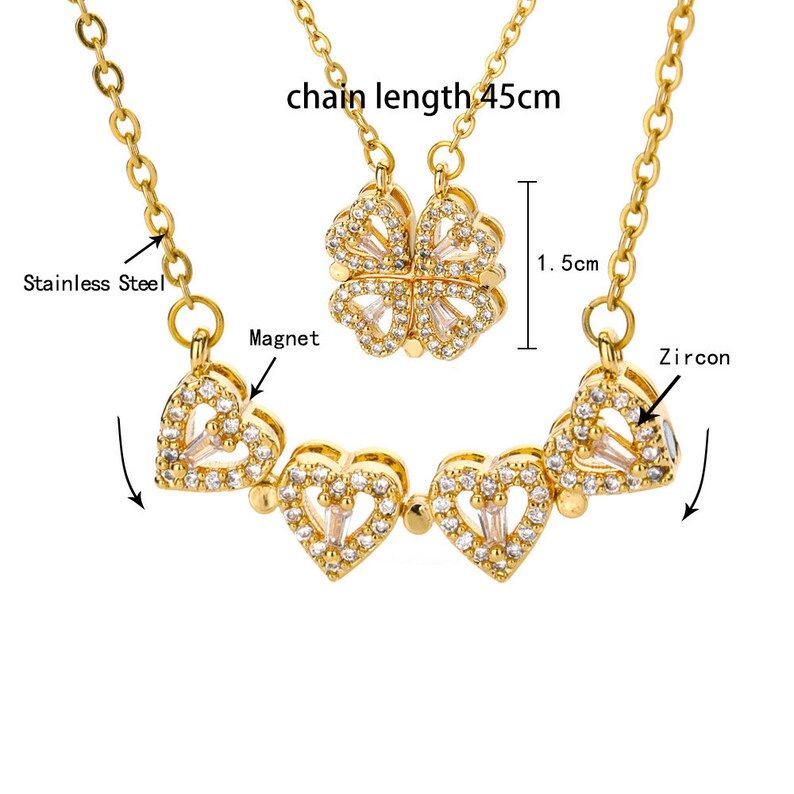 Box Gorgeous Clover Hearts Necklace - Comes With Free Gift Box In Frequently Bought Together Section