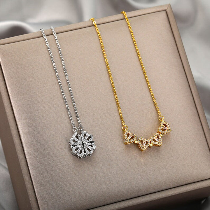 Box Gorgeous Clover Hearts Necklace - Comes With Free Gift Box In Frequently Bought Together Section