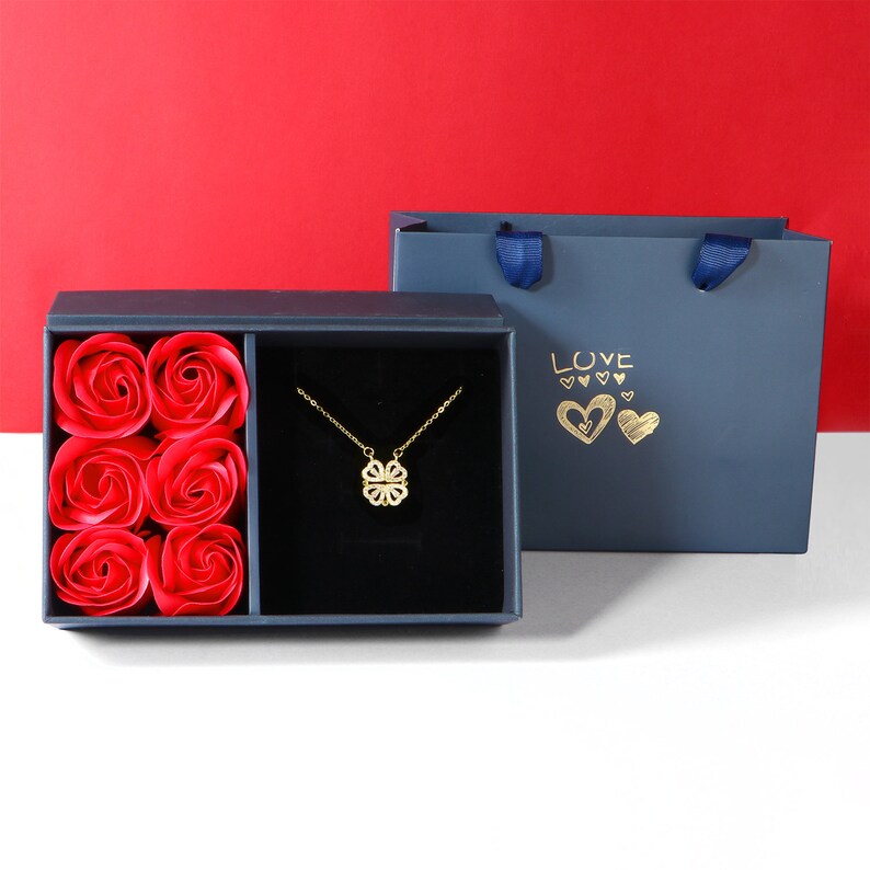 Box Gorgeous Clover Hearts Necklace - Comes With Free Gift Box In Frequently Bought Together Section