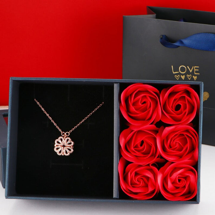 Box Gorgeous Clover Hearts Necklace - Comes With Free Gift Box In Frequently Bought Together Section